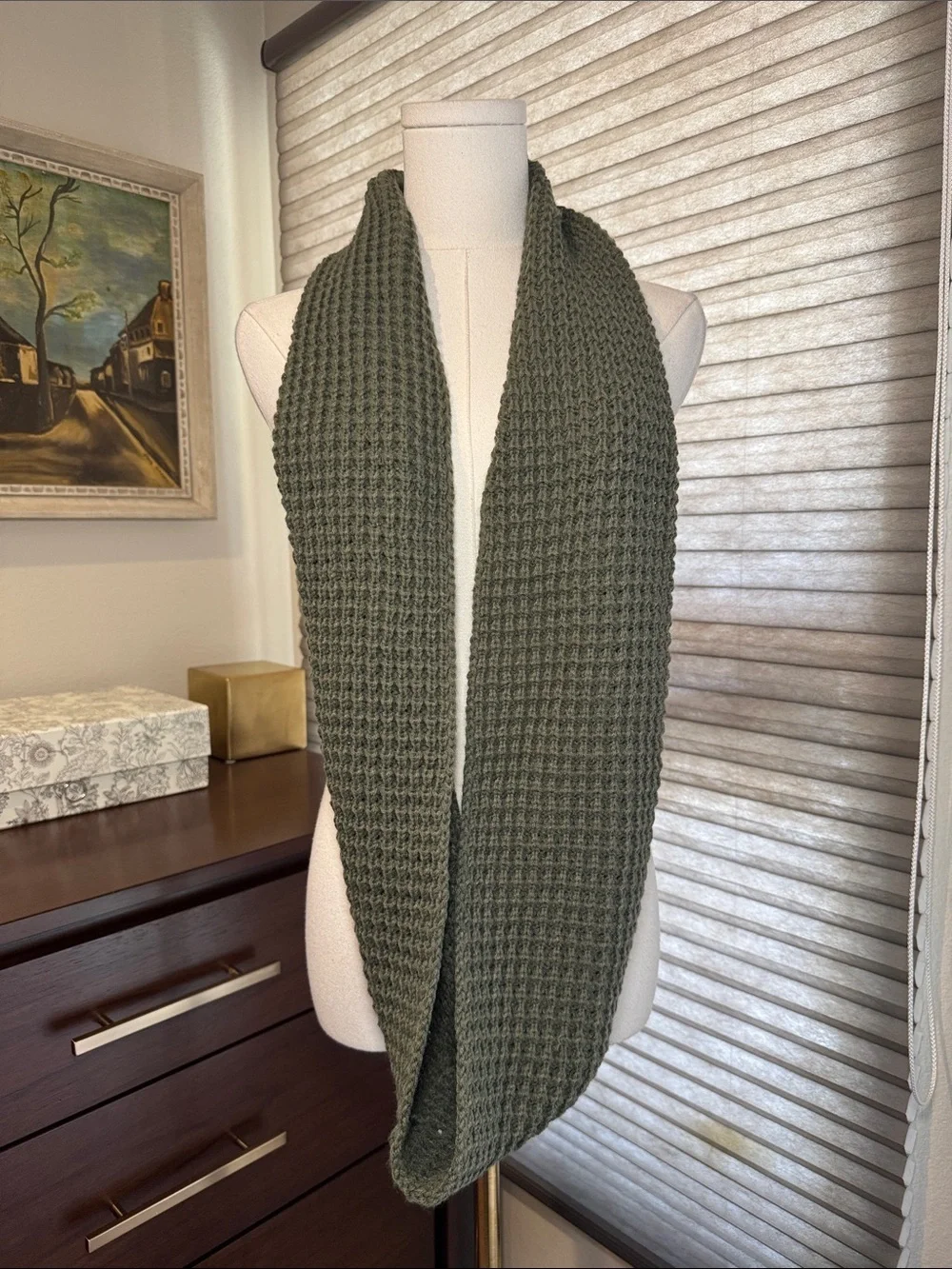 Mossimo Supply Co. Olive Green Knit Infinity Scarf